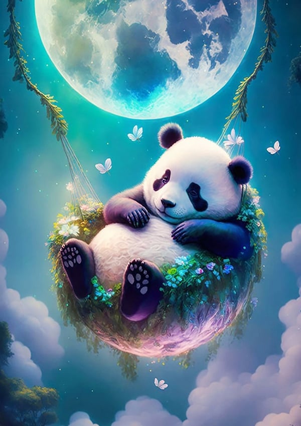 Ob_L_21 - Timanttimaalaus - 30x40 - Eläimet, Panda Ob_L_21 - Timanttimaalaus - 30x40 - Eläimet, Panda