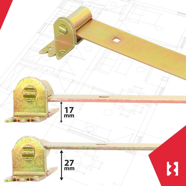 KOTARBAU Set med 2 gångjärn 600 mm guldförzinkat stål garagedörrsgångjärn
