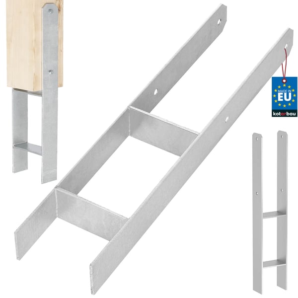 H-formet søjlefod til indstøbning, konsol, galvaniseret stålankere, 120 mm