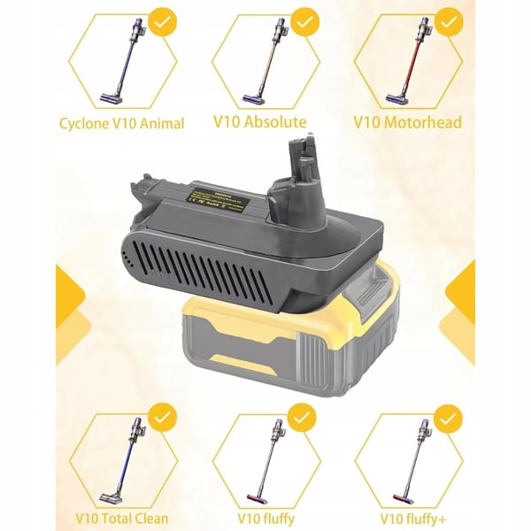 DeWalt 18/20V batterikonverter til Dyson V10