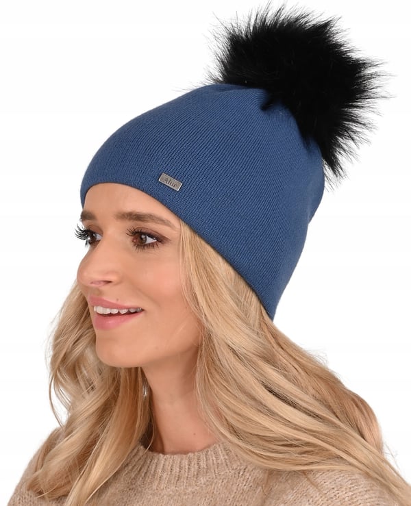 Glat varm hue med stor pompon Jeans A13