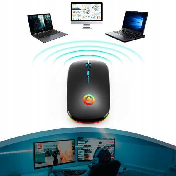 Defender touch MM-997 trådlös mus optisk 1600 dpi 2.4 GHz + Bluetooth svart RGB uppladdningsbar klickfri ljudlös