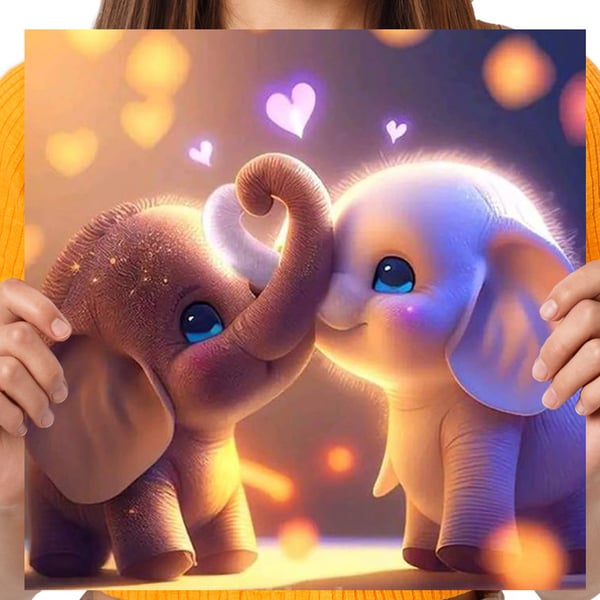 Diamantmålning 30x30 djur elefant