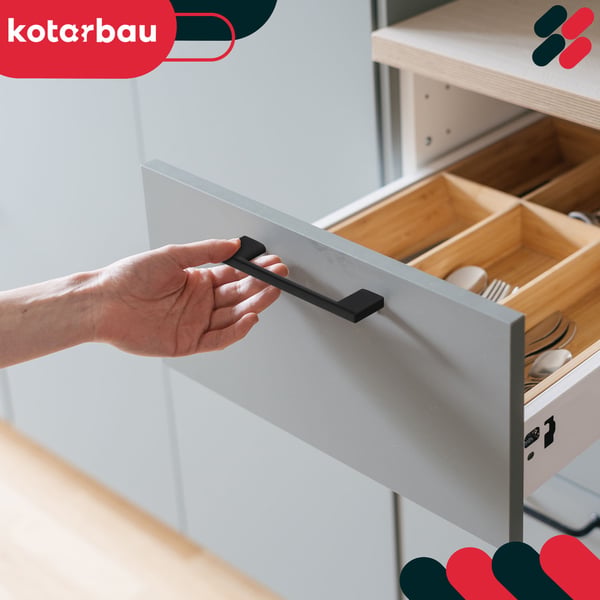 KOTARBAU kökshandtag klassiskt modernt avlångt långt matt svart 190 mm avstånd 160 mm