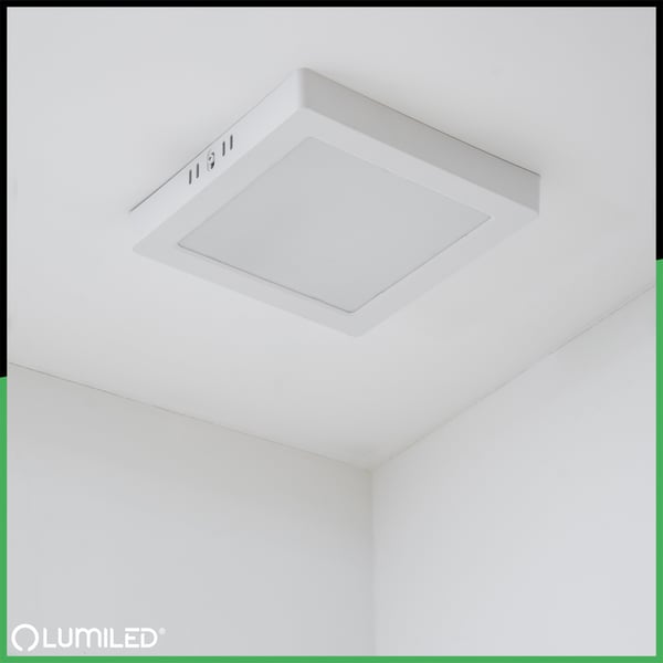 Utanpåliggande LED-taklampa 18W fyrkantig 4000K GLOW vit LUMILED