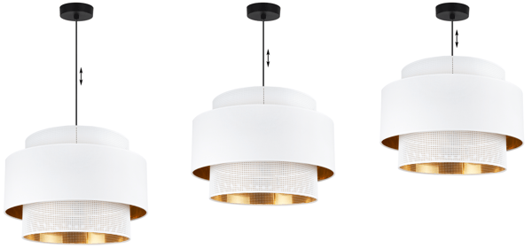 ASTI TRIO HÆNGELAMPE HVIDGULD 45CM NETSTOF