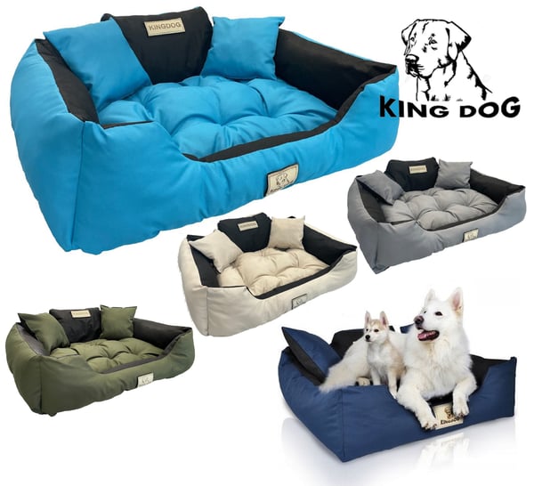 Hundeseng kennel KINGDOG 100x75 cm personaliseret vandtæt blå