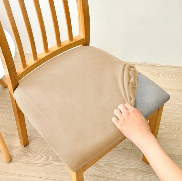 Sædebetræk 40x40cm beige elastisk fløjl [26L1]
