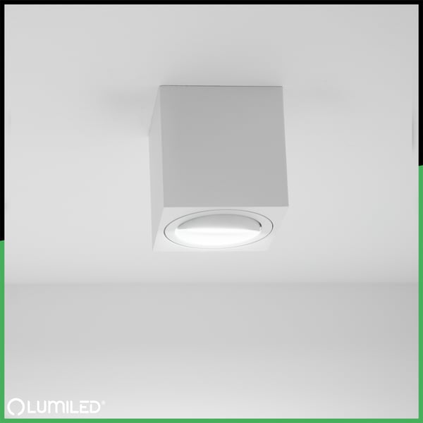 Pinta-asennettava halogeenilamppu, siirrettävä, GU10, neliönmuotoinen, valkoinen, 84 mm, AMAT-M LUMILED