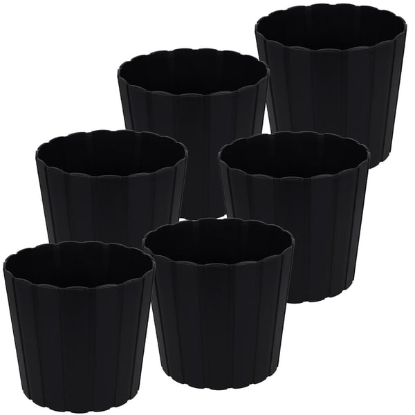 Plastkruka för blommor och örter antracit 20 cm 6 st