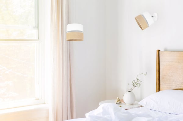 LOFTSLAMPE, VÆGLAMPE, JUTESKÆRM, 20 CM, HVID
