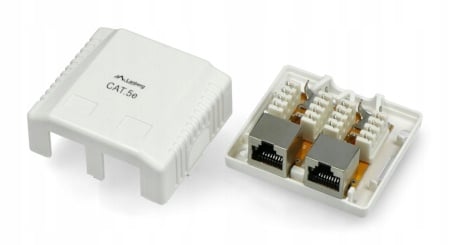 Lanberg OS5-0002-W kat.5E skærmet overflademonteret stikkontakt 2X RJ45