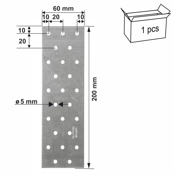 Perforerede plader NP20/60/200 60x200 x2mm