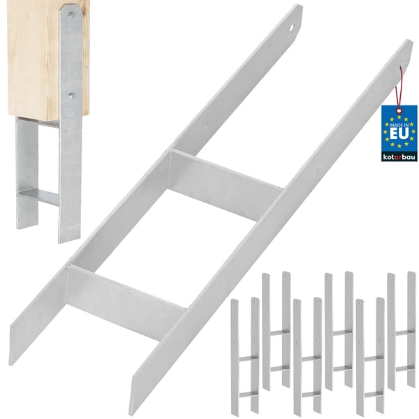 KOTARBAU® H-søjlefod til vægmontering, konsol, galvaniseret stålankare, 140 mm, 6-pak