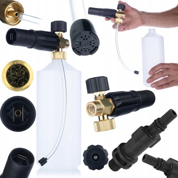 Rosfix S0401 skumvapen 1000ml för högtryckstvätt G1/4F munstycke 1,23mm och adapter Black&Decker