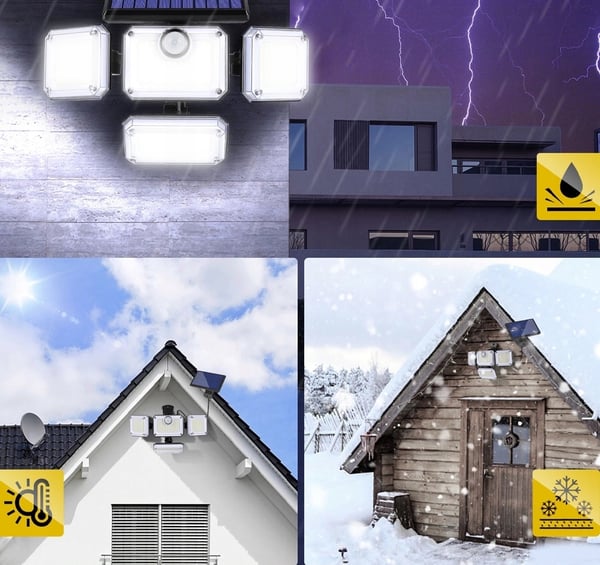 4-i-1 LED-solcellampa utomhus gatusensor med rörelsesensor i skymning och fjärrkonroll