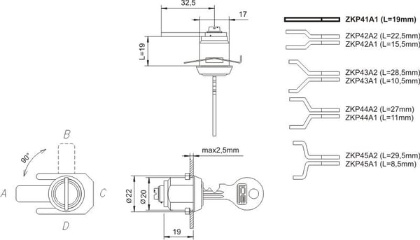 NIKKEL KASSETTE LÅS ZKP-41 A1 - MP ZM ZKP41