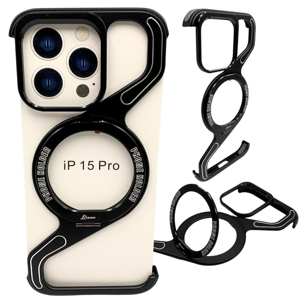 Etui til iPhone 15 PRO - Pansret Magsafe Metalcover - Titanium Holder