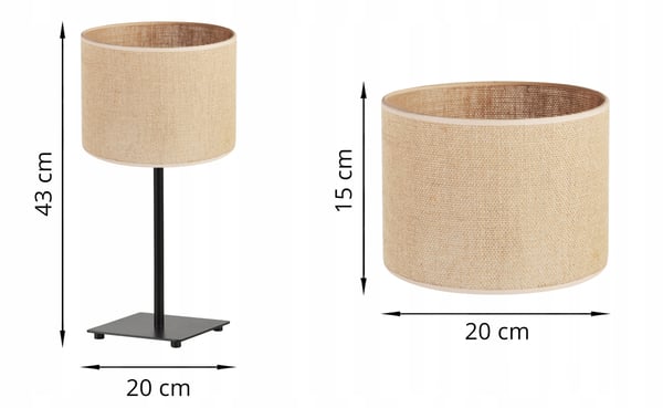 BORDLAMPE I JUTE SKÆRM 20 CM