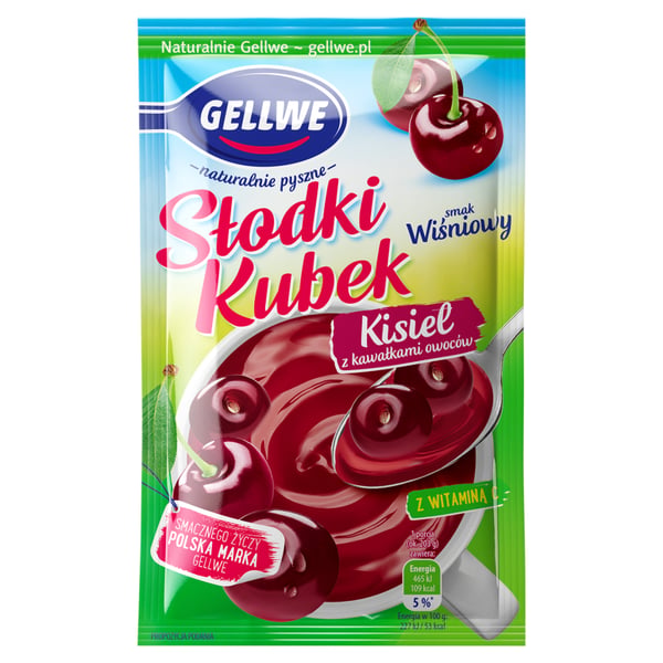 Gellwe Słodki Kubek -hyytelö hedelmäpaloilla, kirsikanmakuinen, 28 g