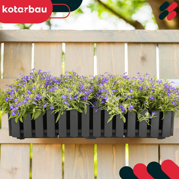 Blomkruka balkonglåda för balustrad terrassblommor grå 60 cm 6 st