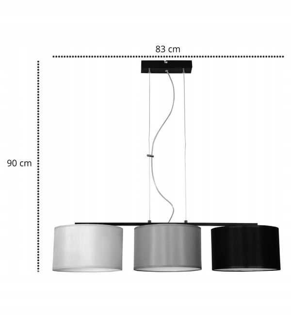 Moderne hængelampe, stofskærm, 3x60W LED