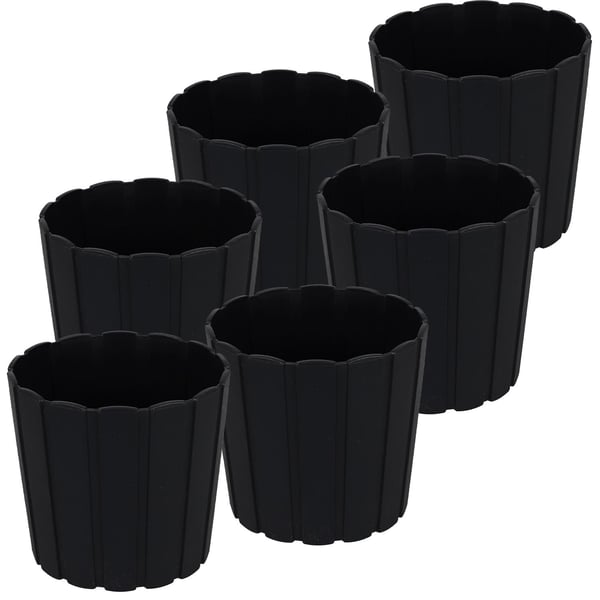 Plastkruka för blommor och örter balkong terrass antracit 15 cm 6 st