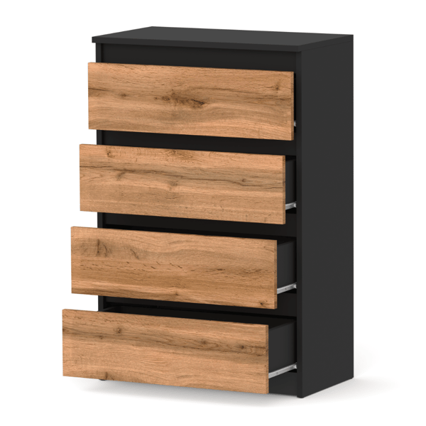 KOMMODE SORT EG WOTAN 60CM RUMMELIG TV SKAB 4 SKUFFER LOFT