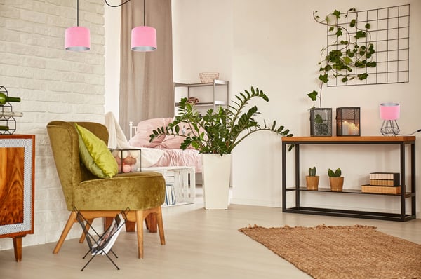 HÆNGELAMPE, LOFTKRONE, KROM, FLØJLSSKÆRM