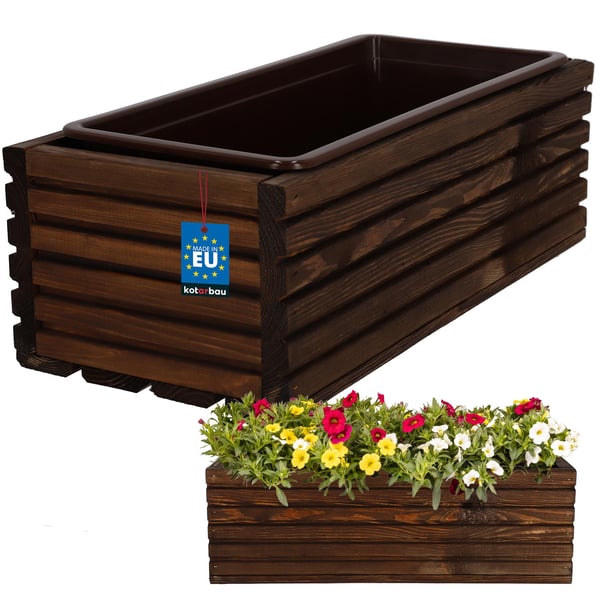KOTARBAU® träterrashylla med insats brun 44 x 20 cm
