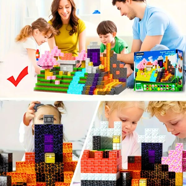 Minecraft pædagogisk magnetisk klodssæt 128 dele og figurer
