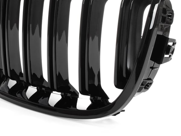 BMW 1 F20 / F21 11-14 3/5D HATCHBACK kølergitre mellem forlygterne (nyrerne) venstre + højre sæt SORT GLOSSY DOBBELT BAR