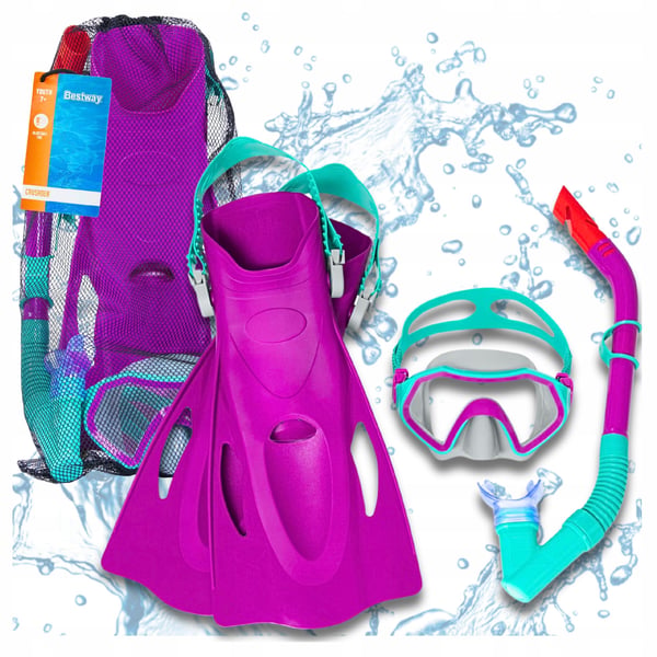 Dykkersæt: Maske med snorkel, svømmebriller + finner