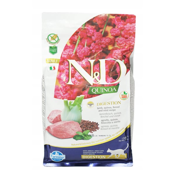 FARMINA N&D CAT QUINOA DIGESTION Lamm och fänkål foder