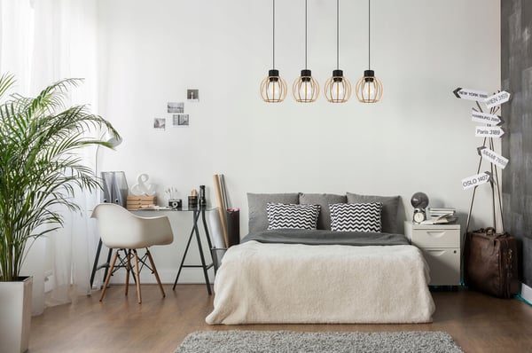 Hængende lampe, loftslysekrone, træ, LED lampeskærm