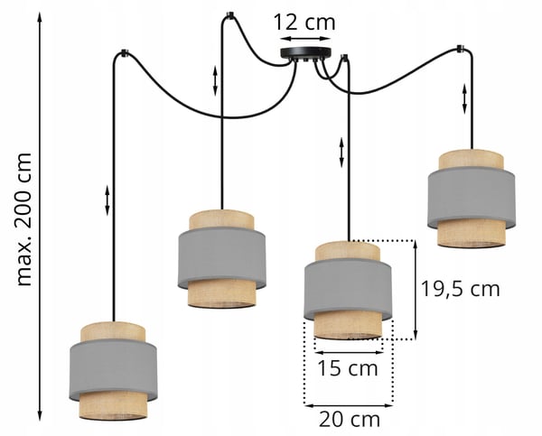 Hængende lampe, loftslysekrone, lampeskærm, boho juta