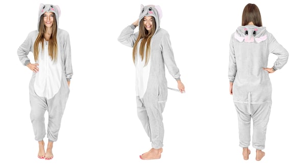 Herre elefantpyjamas sjov voksen kigurumi onesie varm XL Onesie kostume grå elefant - M