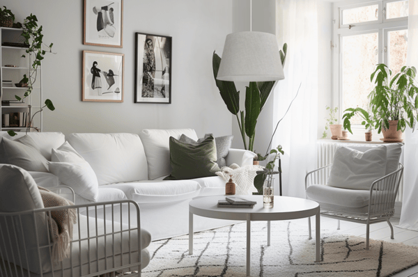 Hængelampe, linnedkegle, hvid, 1 flad, lys beige lampeskærm, L01 44cm