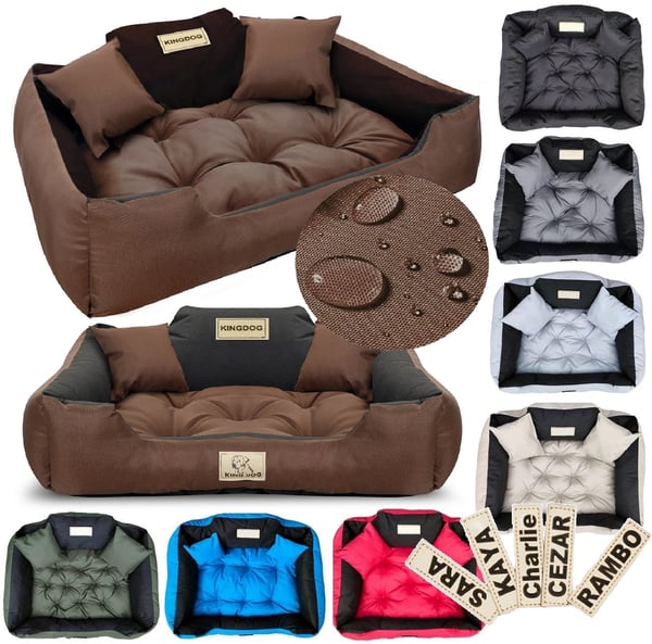 Hundeseng kennel KINGDOG 75x65 cm personaliseret vandtæt brun