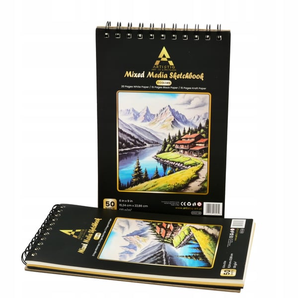Artistiq spiralbind notesbog A5 50 ark 3-farver 120 g/m2