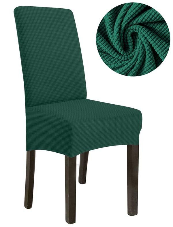 Tuolinpäällinen, paksu jacquard, pullonvihreä, koko L, suuri, korkea selkänoja 70 cm