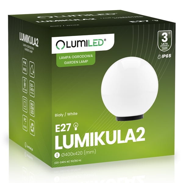 Pallomainen puutarhan ulkovalaistus KULA LED 40CM E27 IP65 LUMIKULA2 LUMILED