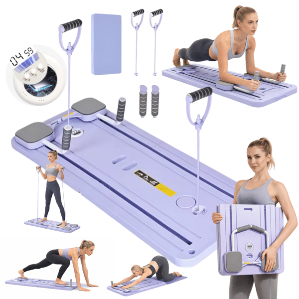 Pilatesbräda reformer träning med motståndband och timer Pilatesbräda reformer träning med motståndband och timer