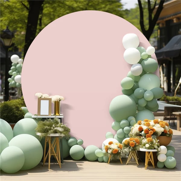 Dobbeltsidet beskyttelse til ballonbue fotovæg rund 200 cm rosa