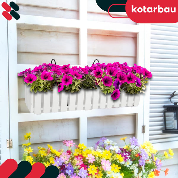 Blomkruka balkonglåda för balustrad terrassblommor vit 60 cm 6 st