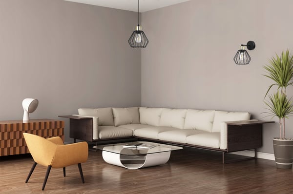 VÆGLAMPE, FIRKANTET LAMPE, METALLAMPE, TRÅD, LED