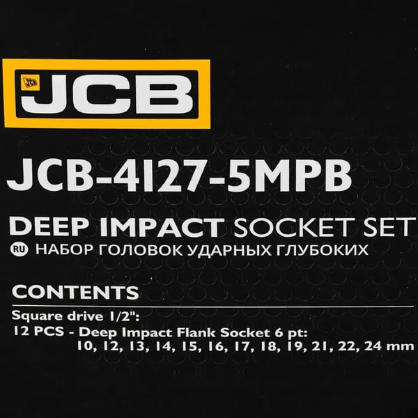 JCB 1/2" Cr-Mo 6-kulmainen syvä iskuhylsysarja 10 osaa