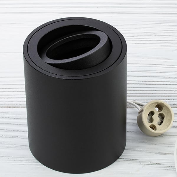 Overflademonteret HALOGEN Spot Tube Bevægelig GU10 Rund Sort 84mm AMAT-M LUMILED