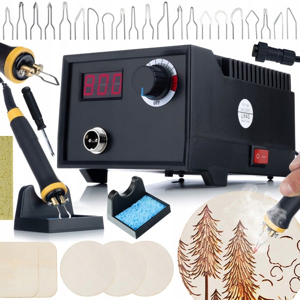Rosfix 60W brændeovn/brændeovn med display Rosfix Sort Fenix RBB60W + Svamp til loddespidser 50x35mm 1 stk.