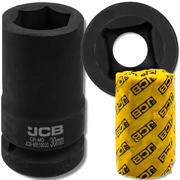 JCB Dyb Slagtopnøgle 1" 30 mm 6-punkts Cr-Mo Topnøgle